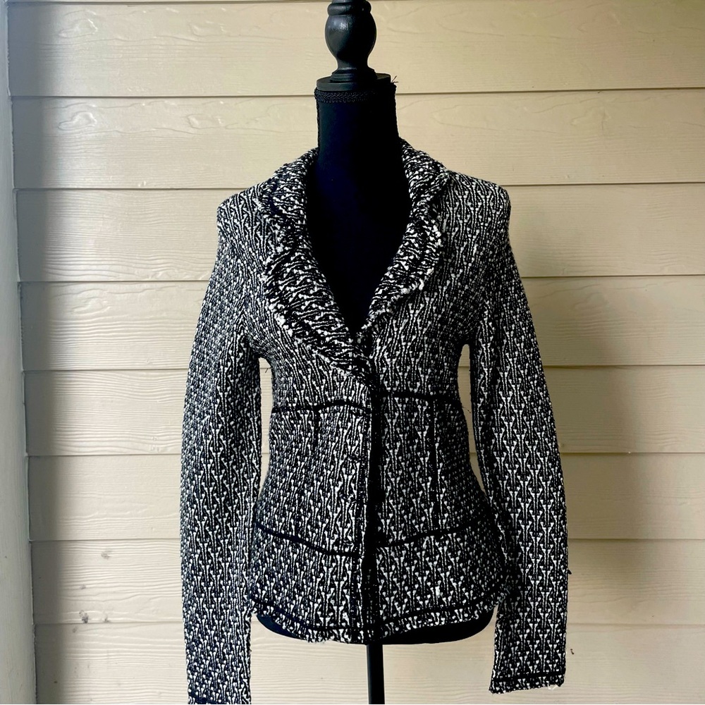 Nine West Black and White Textured Blazer